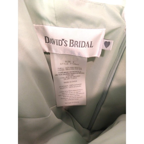 David's Bridal Crinkle Chiffon w Front Cascade size 2 mint green strapless Dress - Picture 6 of 7